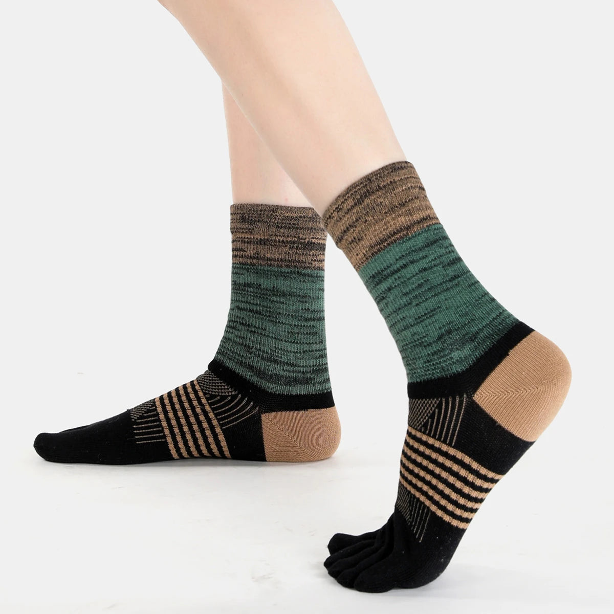 5 Pairs Men's Five-Finger Socks 100% Cotton Breathable Odor Resistant Women Outdoor Running Sport Socks
