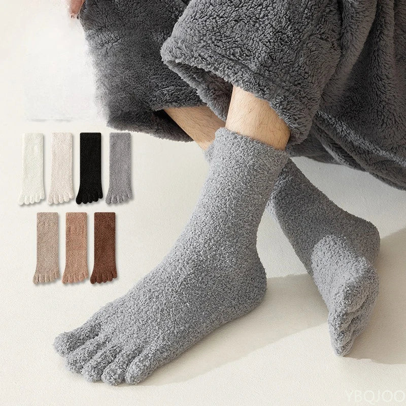 7 pairs Men's winter thick fashionable versatile five finger socks casual comfortable warm split toe sleeping socks