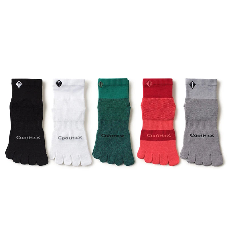 5 Pairs/lot High Elasticity Men's Socks Soft Breathable Cotton Women Fitness Sweat Wicking Split Toe Socks Outdoor Running Socks